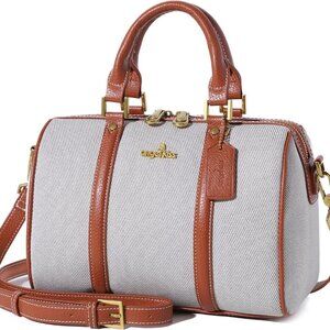 Women Satchel Purses and Handbags Vegan Leather Boston Barrel Bag Top Handle Sho